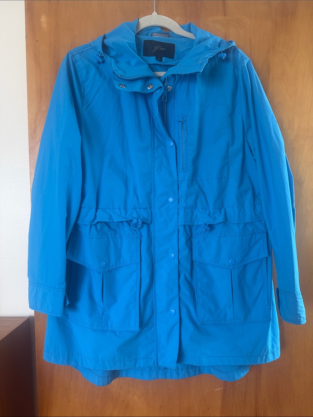 J. Crew Bright Blue Hooded Anorak Jacket, never worn